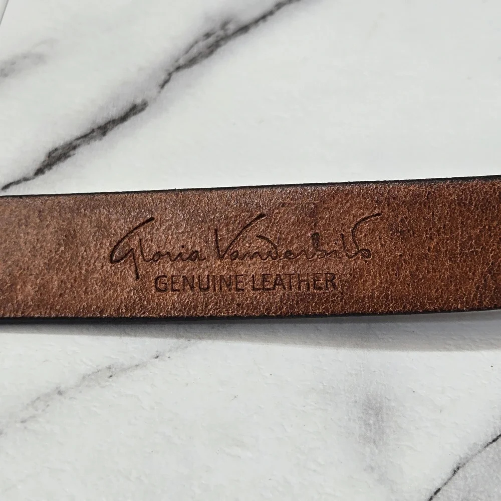 Gloria Vanderbilt Belt Womens L Brown Leather Tooled Floral Western Casual
